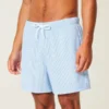 Mittellange Seersucker-Volley-Badeshorts
