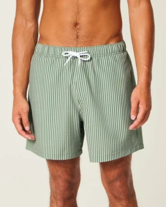 Mittellange Seersucker-Volley-Badeshorts