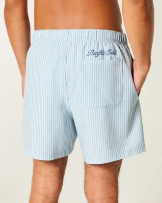 Mittellange Seersucker-Volley-Badeshorts