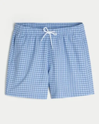 Mittellange Seersucker-Volley-Badeshorts