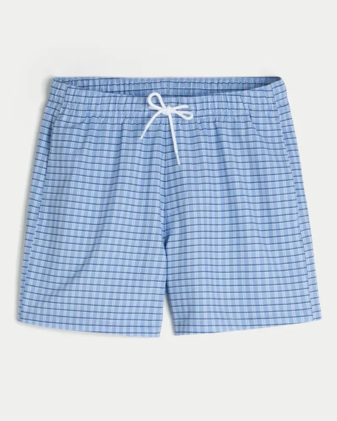 Mittellange Seersucker-Volley-Badeshorts