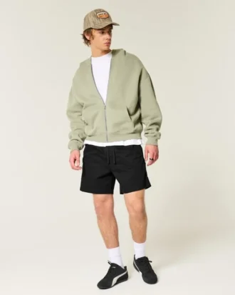 Mittellange Twill-Shorts zum Hineinschlüpfen
