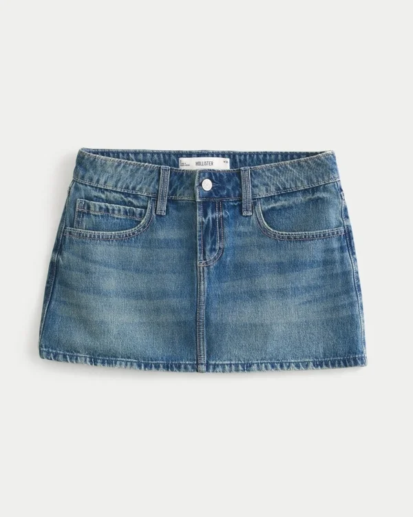 Mittlerer Waschgang Bestickter Denim-Minirock Mittlerer Waschgang Bestickter Denim-Minirock