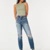 Mom-Jeans mit extrem hoher Leibhöhe und mittelstarker Waschung Mom-Jeans mit extrem hoher Leibhöhe und mittelstarker Waschung