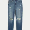 Mom-Jeans mit extrem hoher Leibhöhe und mittelstarker Waschung Mom-Jeans mit extrem hoher Leibhöhe und mittelstarker Waschung