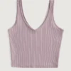 Nahtloses Tanktop mit V-Ausschnitt aus geripptem Stoff
