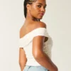 Off-Shoulder-Top mit Spitzenumschlag