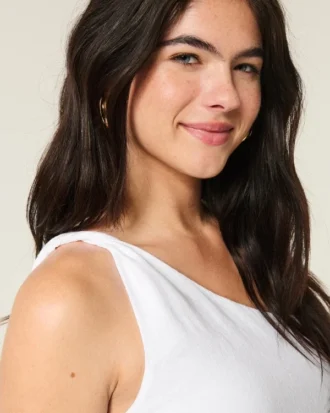 One-Shoulder-Top aus Leinenmischung