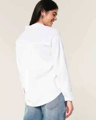 Oversized-Hemd aus Leinenmischung