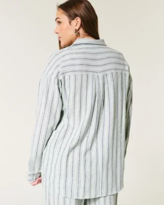 Oversized-Hemd aus Leinenmischung