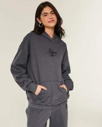 Oversized-Hoodie mit glitzerndem Logo-Aufdruck