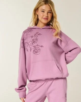 Oversized-Hoodie mit glitzerndem Logo-Aufdruck