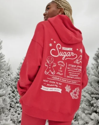 Oversized-Hoodie mit Glitzerprint und Zucker-Grafik