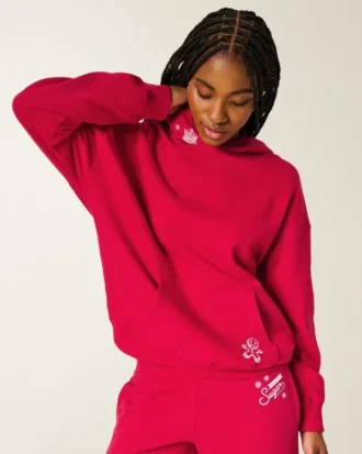 Oversized-Hoodie mit Glitzerprint und Zucker-Grafik
