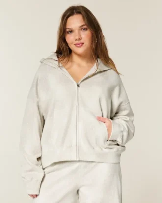 Oversized-Hoodie mit Rehe-Print und Reißverschluss