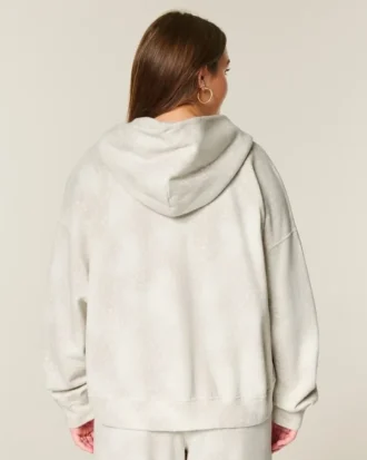 Oversized-Hoodie mit Rehe-Print und Reißverschluss