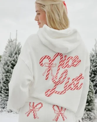 Oversized-Hoodie mit Zuckerstangen-Print