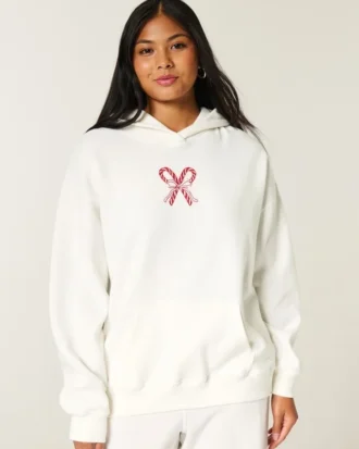 Oversized-Hoodie mit Zuckerstangen-Print