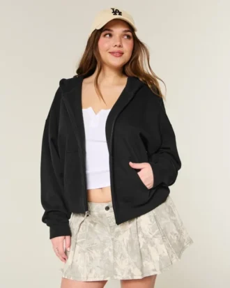 Oversized-Kapuzenjacke mit Reißverschluss
