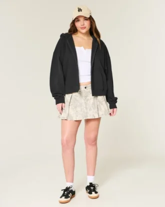 Oversized-Kapuzenjacke mit Reißverschluss