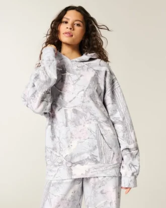 Oversized-Kapuzenpullover mit Camouflage-Muster