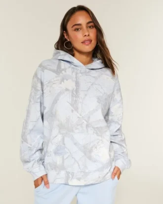 Oversized-Kapuzenpullover mit Camouflage-Muster