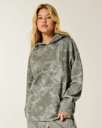 Oversized-Kapuzenpullover mit Camouflage-Muster