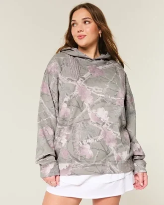 Oversized-Kapuzenpullover mit Camouflage-Muster