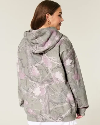 Oversized-Kapuzenpullover mit Camouflage-Muster