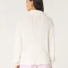 Oversized-Pullover mit Zopfmuster und halbem Reißverschluss