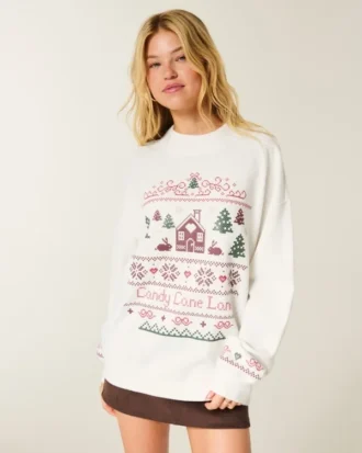 Oversized-Sweatshirt mit Stehkragen, Puffdruck und Wintermotiv Oversized-Sweatshirt mit Stehkragen, Puffdruck und Wintermotiv