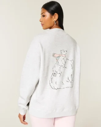 Oversized-Sweatshirt mit Stehkragen und Bärenmotiv Oversized-Sweatshirt mit Stehkragen und Bärenmotiv