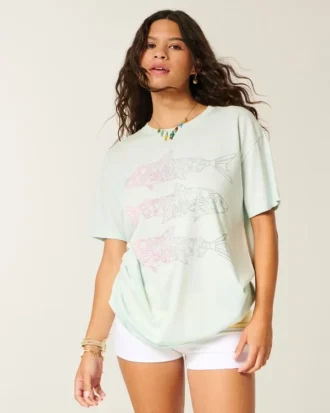 Oversized-T-Shirt mit Fischmotiv