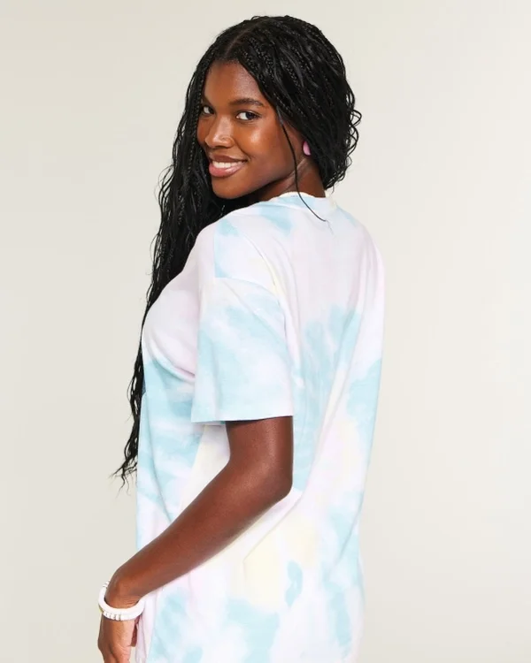 Oversized-T-Shirt mit Tie-Dye-Print und „I Heart UV“-Grafik Oversized-T-Shirt mit Tie-Dye-Print und „I Heart UV“-Grafik
