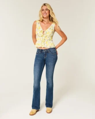 Peplum-Top aus Leinenmischung mit Bindeband vorne
