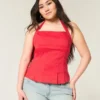 Plissiertes Neckholder-Top mit offenem Rücken Plissiertes Neckholder-Top mit offenem Rücken