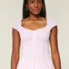 Popeline-Bluse mit Schulterausschnitt
