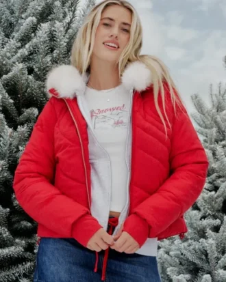 Pufferjacke mit Reißverschlussmuster