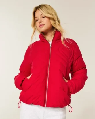 Pufferjacke mit Reißverschlussmuster