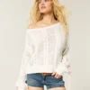 Pullover mit Zopfmuster und Schleifenärmeln Pullover mit Zopfmuster und Schleifenärmeln