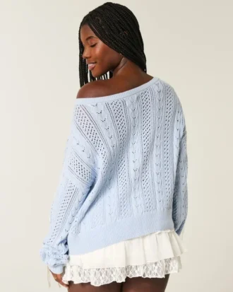 Pullover mit Zopfmuster und Schleifenärmeln
