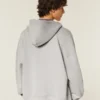 Rechteckig geschnittener Hoodie mit Reißverschluss und Nieten Rechteckig geschnittener Hoodie mit Reißverschluss und Nieten