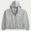 Rechteckig geschnittener Hoodie mit Reißverschluss und Nieten Rechteckig geschnittener Hoodie mit Reißverschluss und Nieten