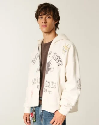 Rectangle Fit Los Angeles Graphic Zip-Up Hoodie