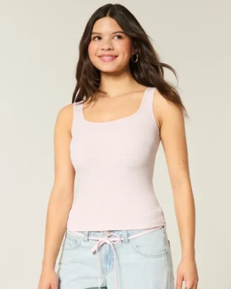 Rippstrick-Tanktop mit Rundhalsausschnitt