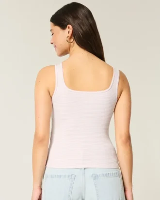Rippstrick-Tanktop mit Rundhalsausschnitt