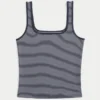Rippstrick-Tanktop mit Rundhalsausschnitt