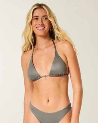 Schimmerndes Multi-Way-Triangel-Bikini-Oberteil