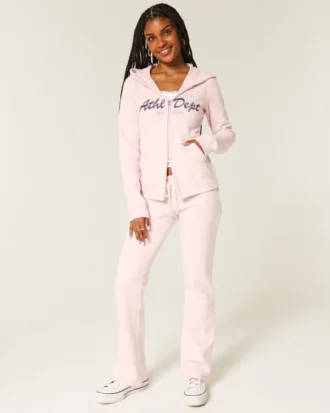 Schmal geschnittener Hoodie mit Grafikprint der Sportabteilung und Reißverschluss