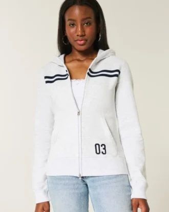Schmal geschnittener Hoodie mit Reißverschluss und Streifenmuster Schmal geschnittener Hoodie mit Reißverschluss und Streifenmuster